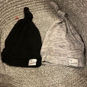 Copper pearl top knot hats